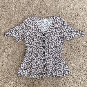 LOFT Floral Button Top